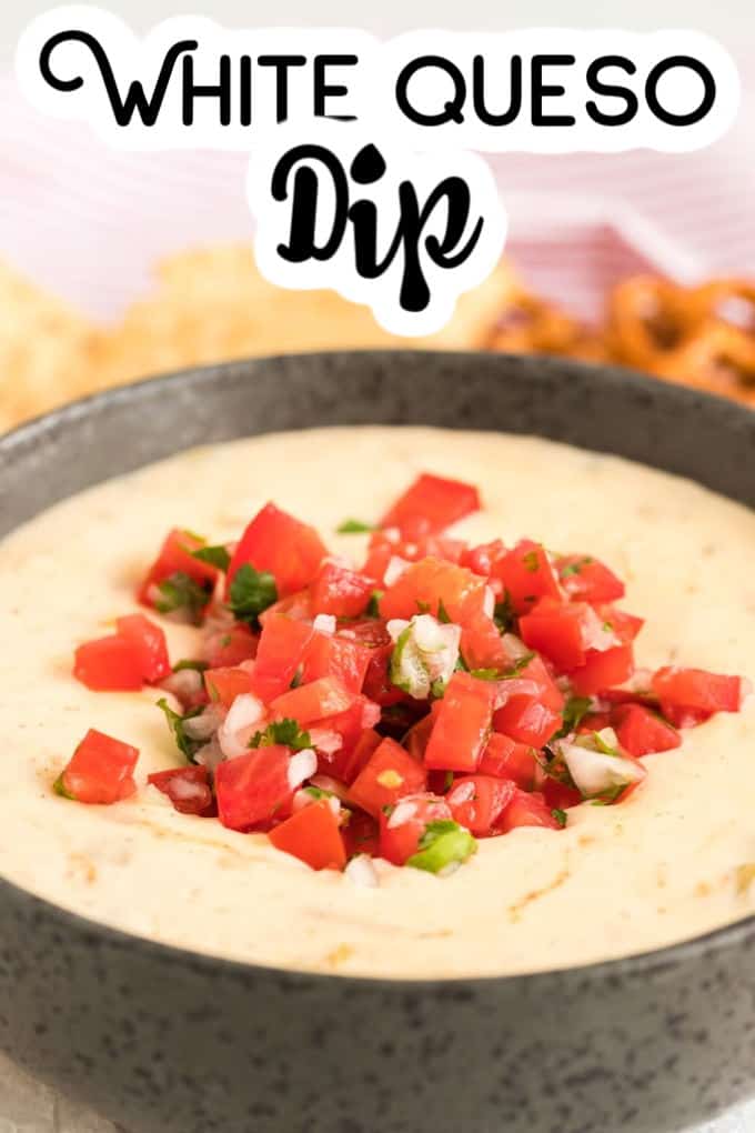White Queso Dip with pico on top