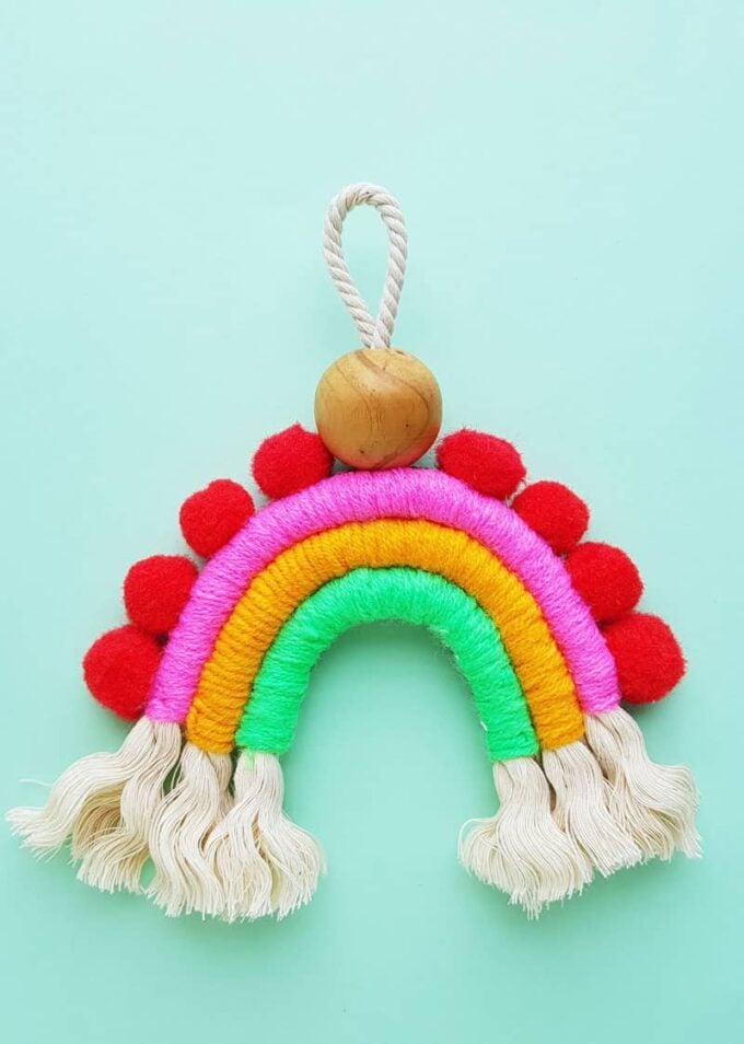 Macrame Rainbow Charm by Moms and Crafters