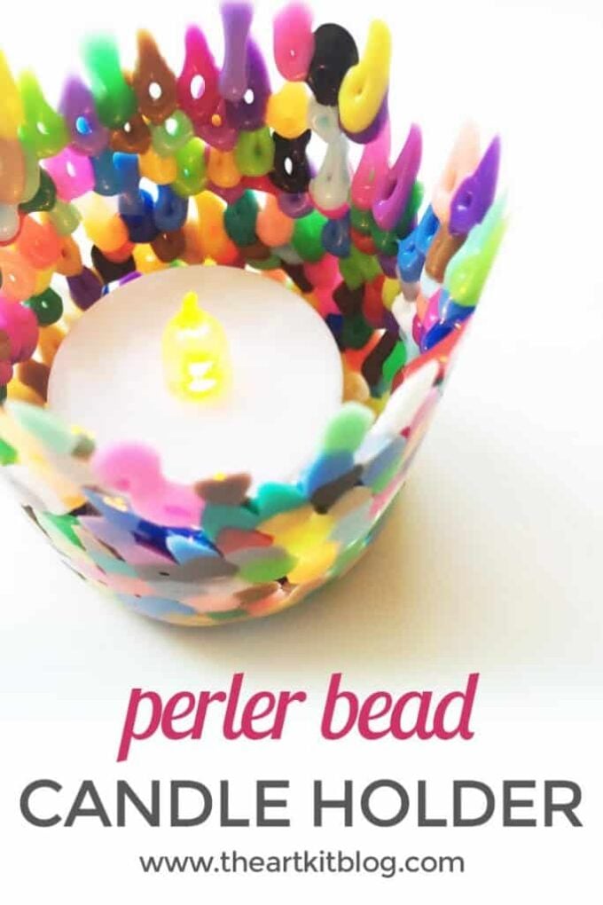 Perler Bead Candle Holder by The Art Kit Blog