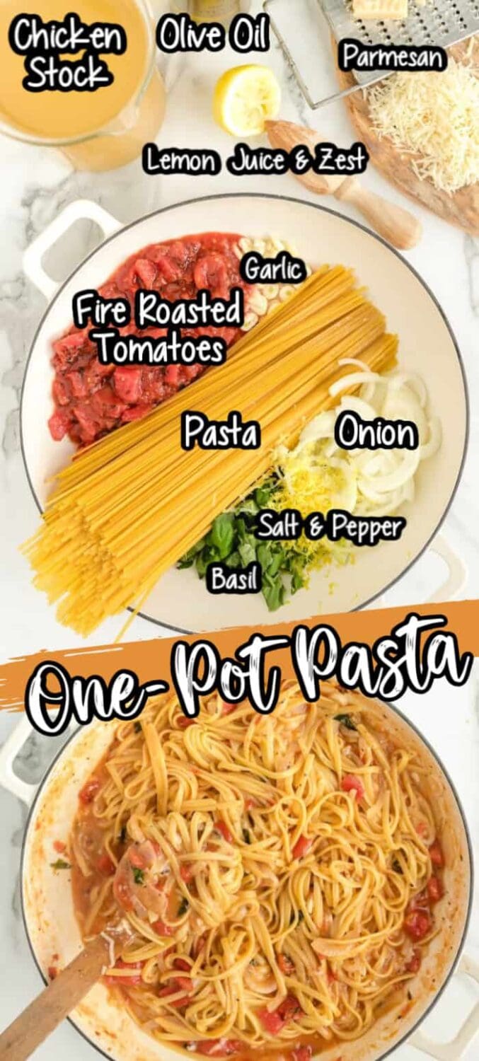 one pot pasta with ingredients