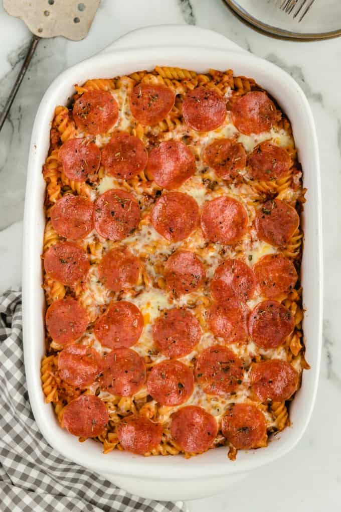 Pizza Casserole baked in a dish