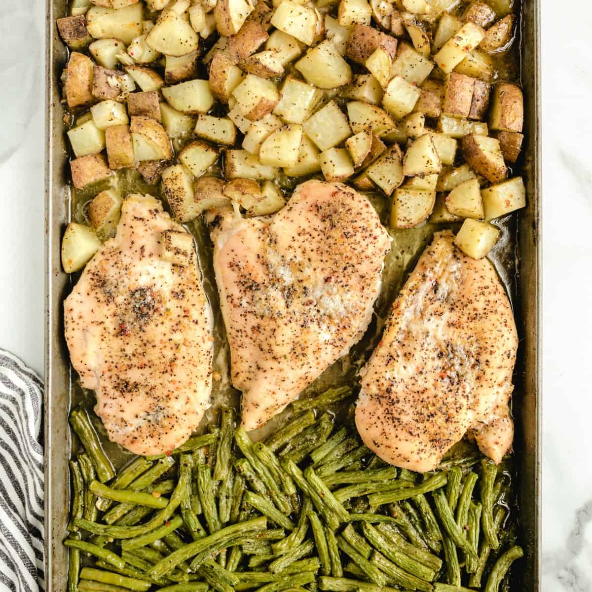 Chicken Sheet Pan Dinner with Italian Chicken, Green Beans and Potatoes ...