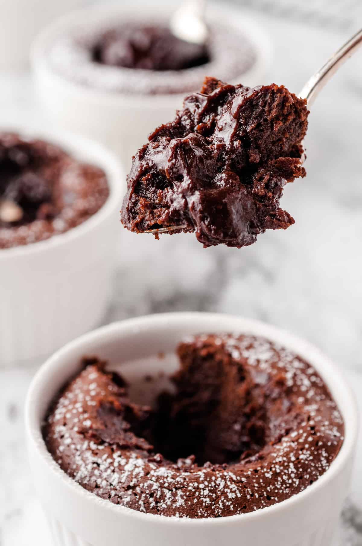 Chocolate Melting Cake on a spoon