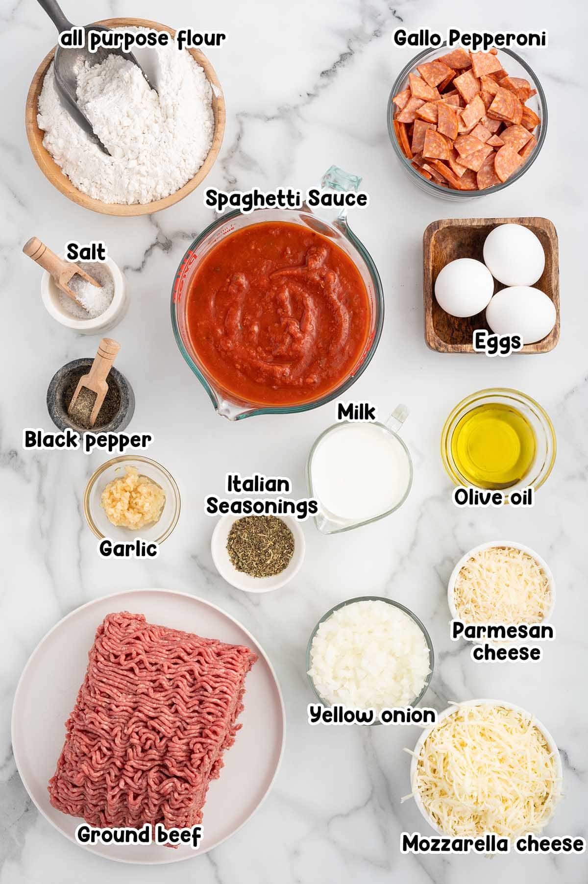 Upside Down Pizza ingredients.