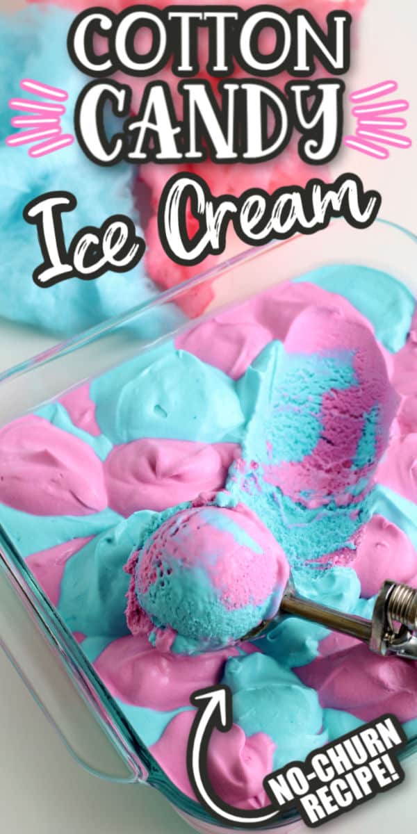 Pinterest image for cotton candy ice cream