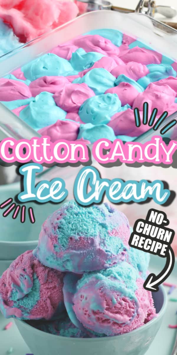 Pinterest image for cotton candy ice cream