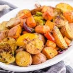 roasted vegetables on a plate.