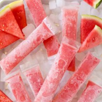 Watermelon Boozy Popsicles on ice