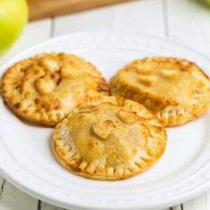 Caramel Apple Hand Pies square featured image on a white plate