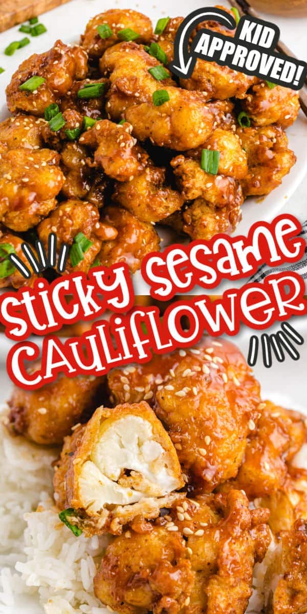 sticky sesame cauliflower pinterest image