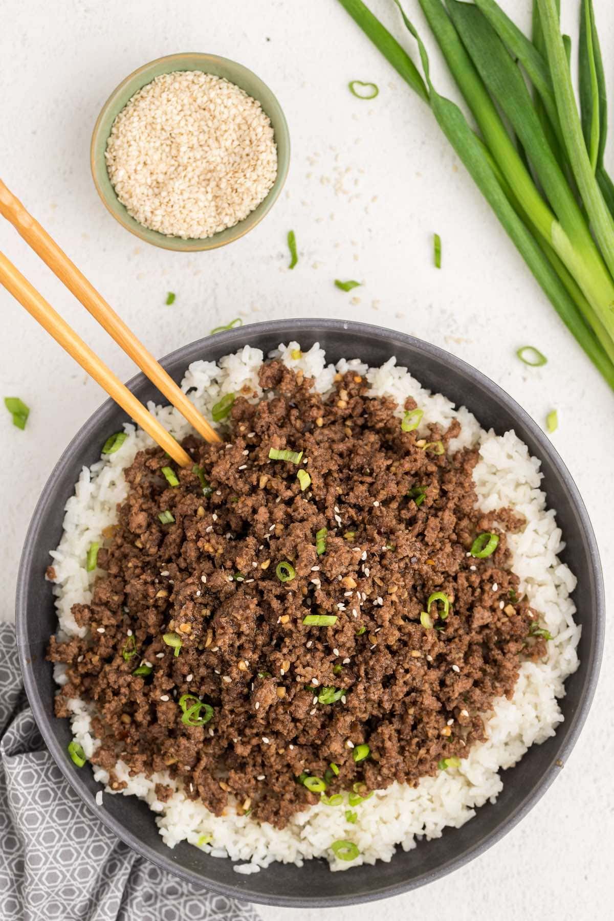 korean beef served with rice. 