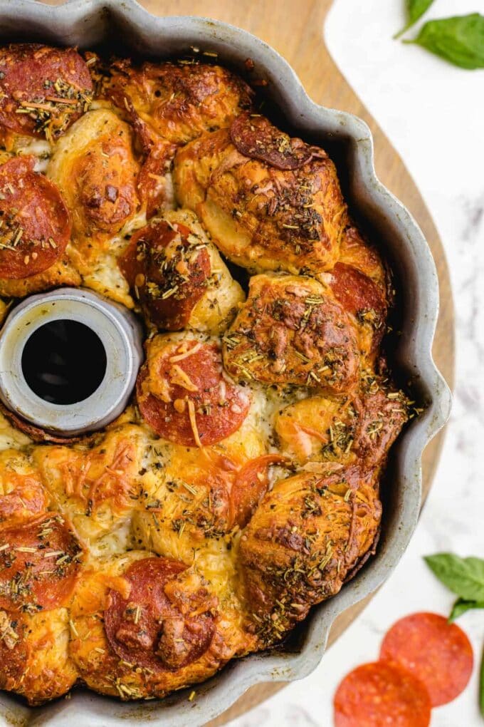 Pull Apart Pizza Bread in bundt pan featured