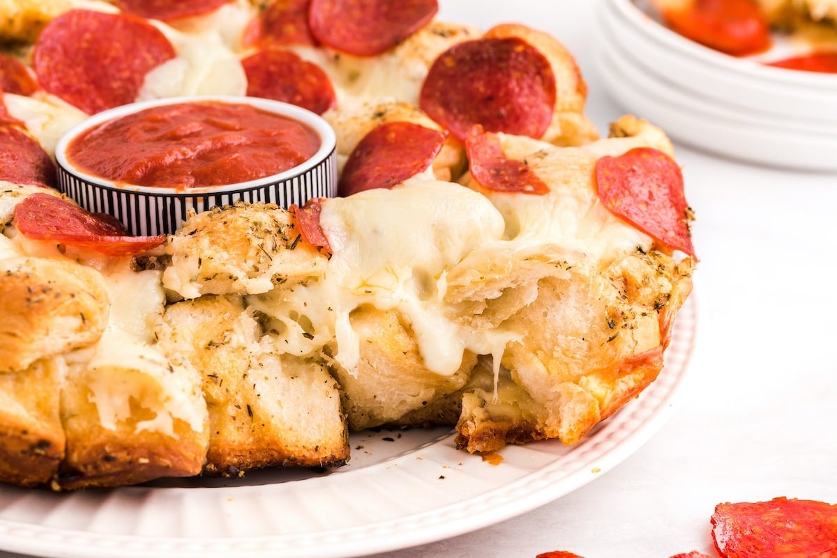 pull apart pizza bread on a plate