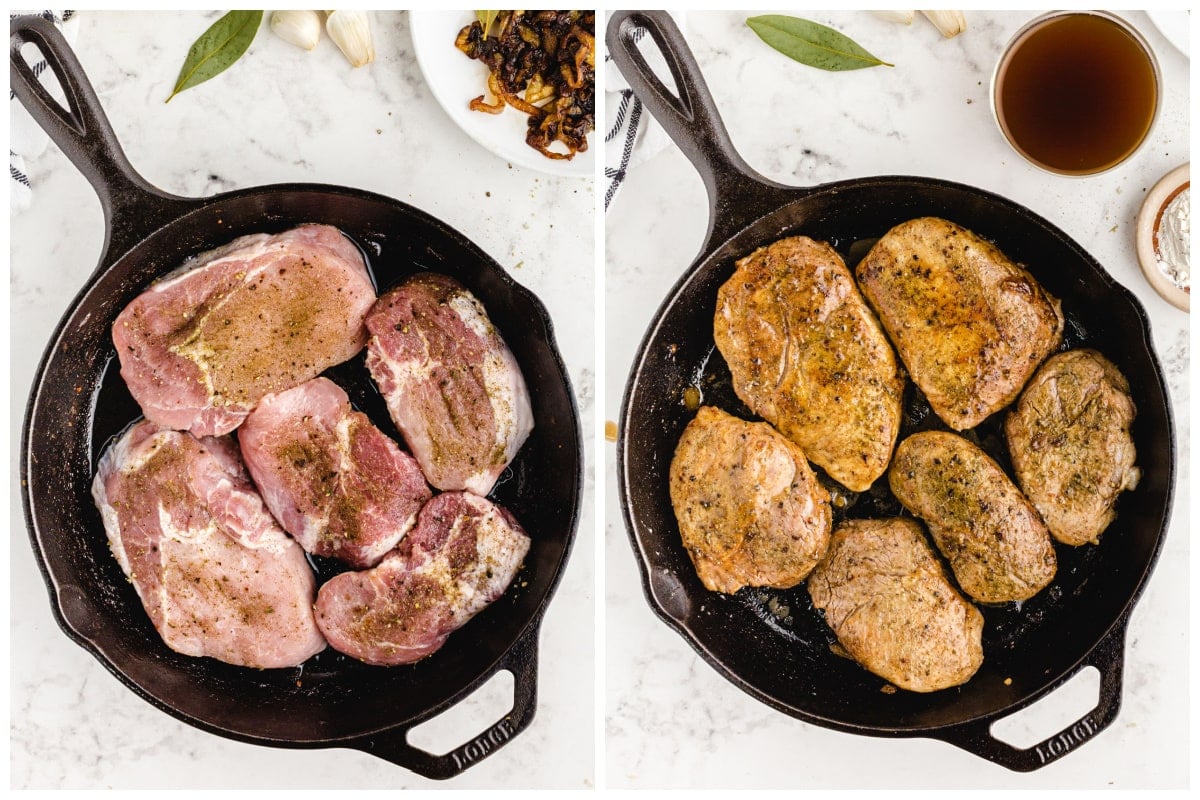 add pork chops to the skillet