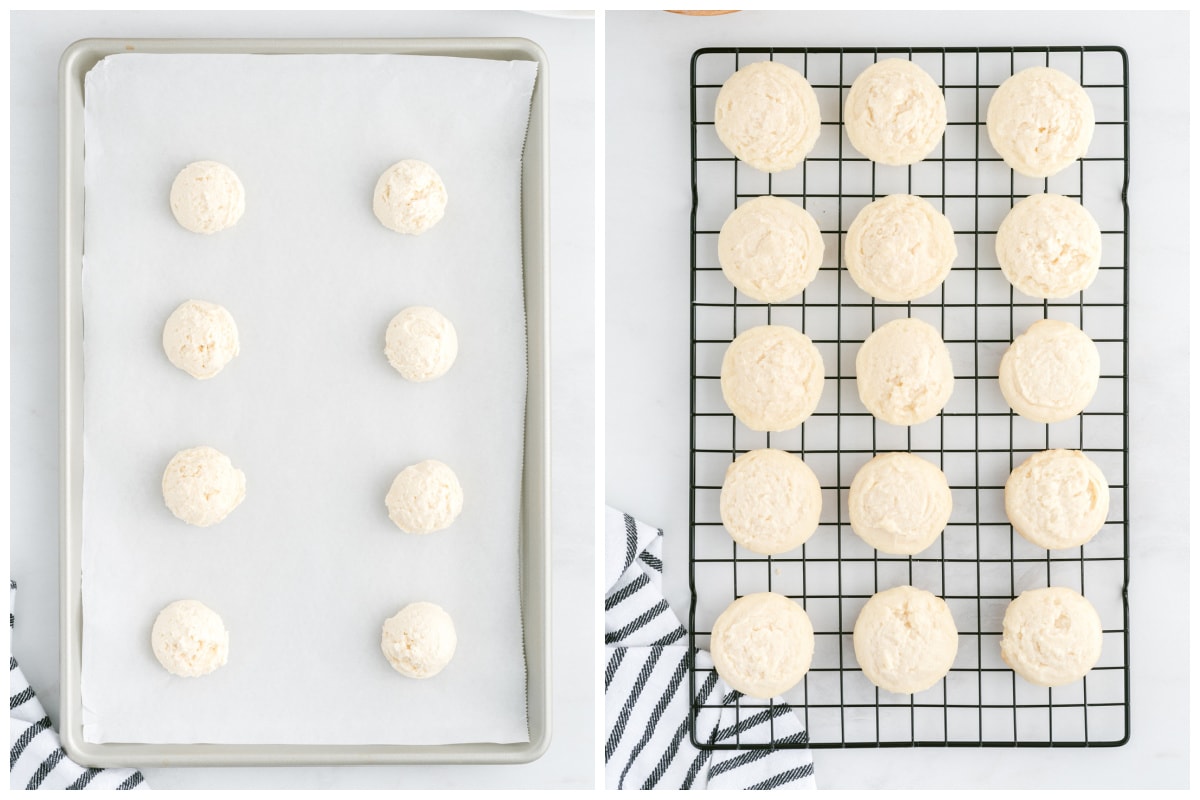 place cookies in baking sheet and bake until set