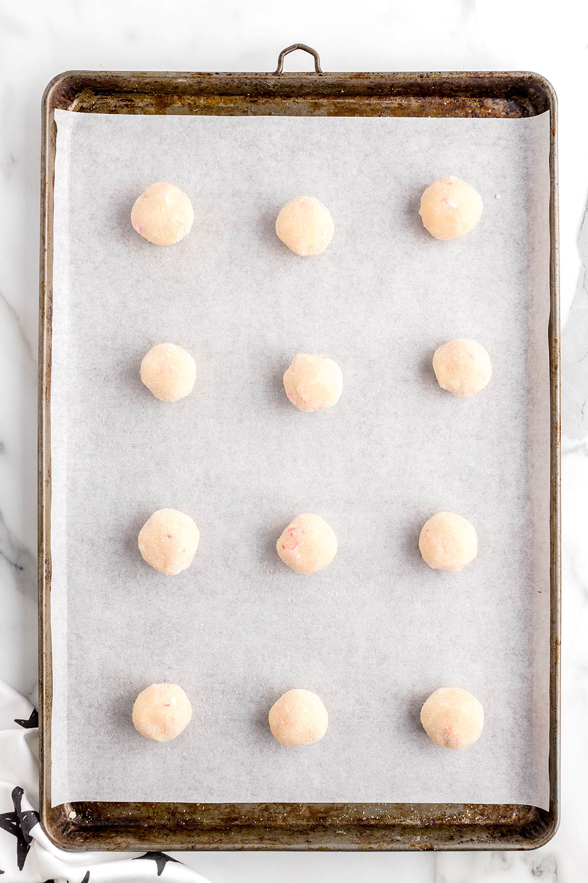 place dough balls in baking tray