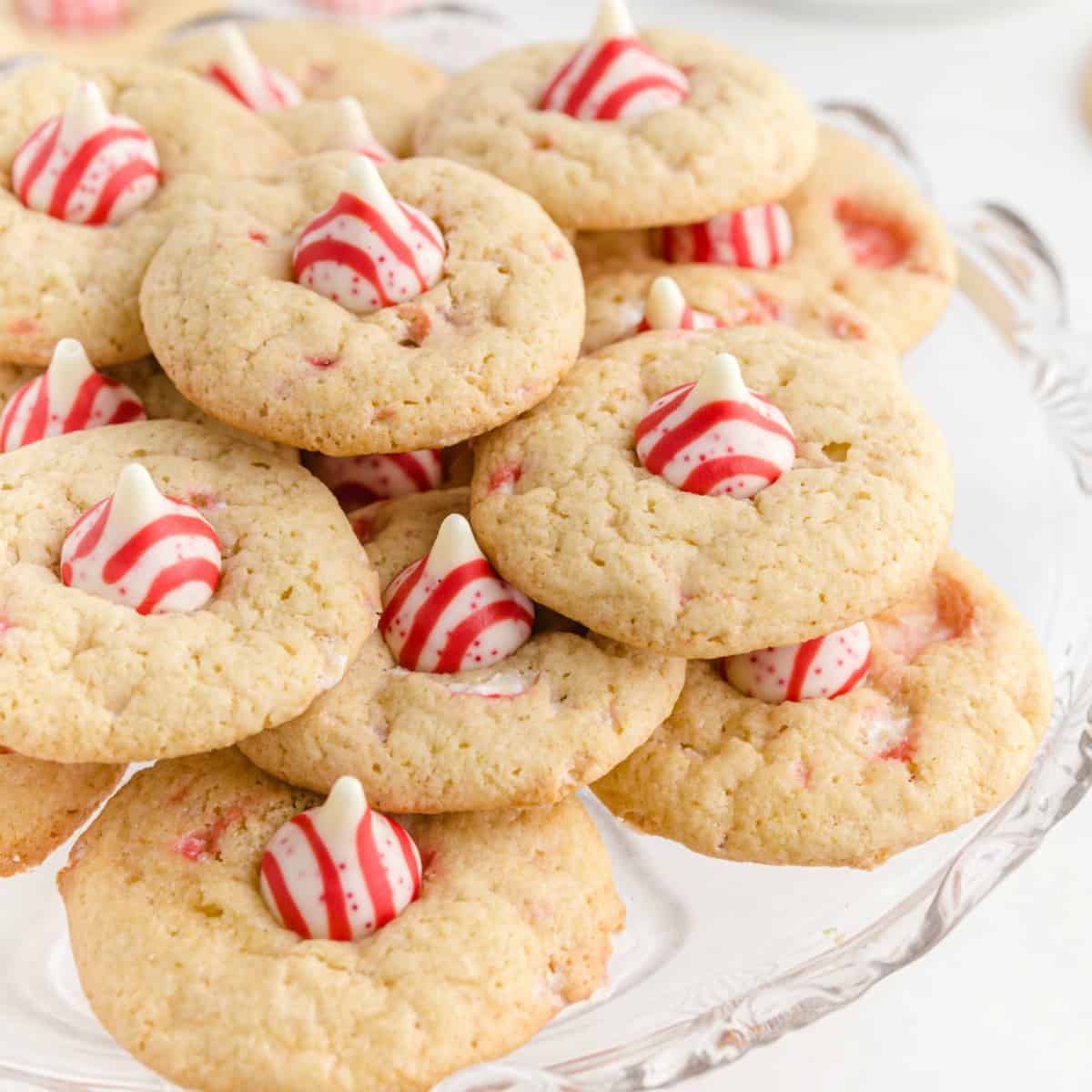 Candy Cane Kiss Cookies square