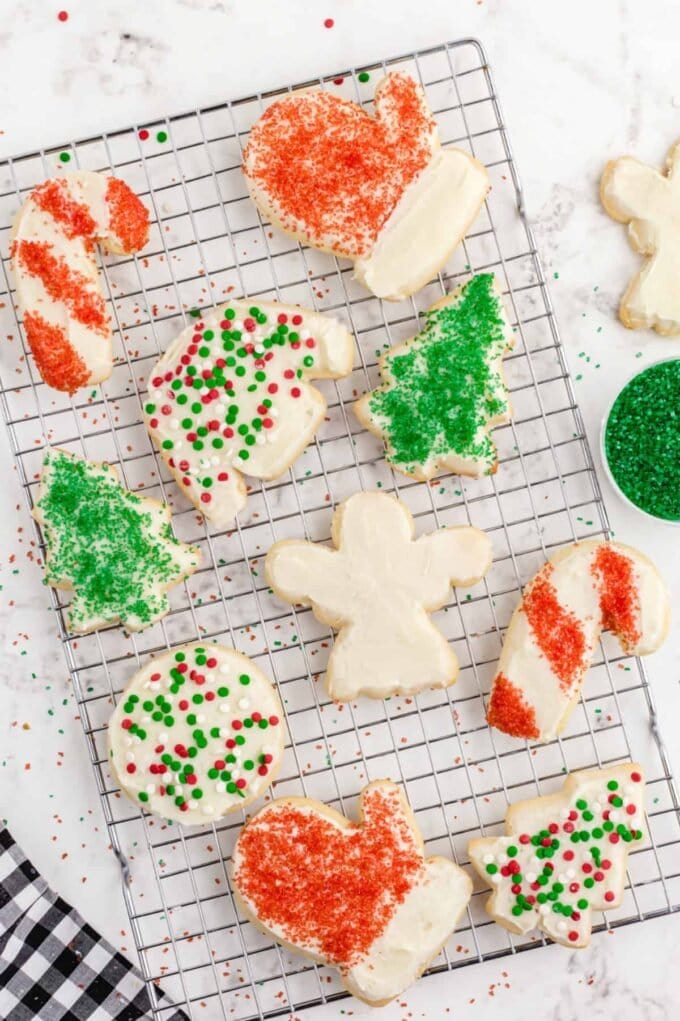 Christmas Sugar Cookies on a wire rack
