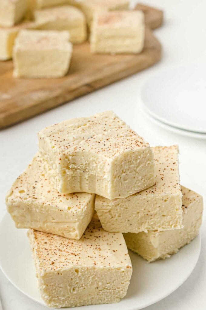 Eggnog Fudge with bite