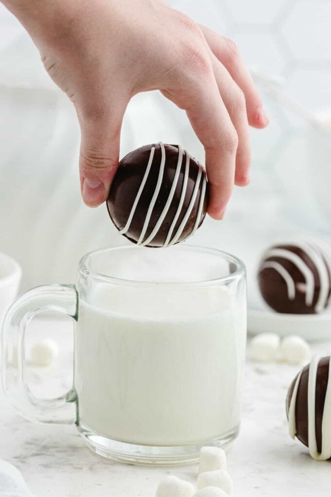 Hot Chocolate Bombs in milk