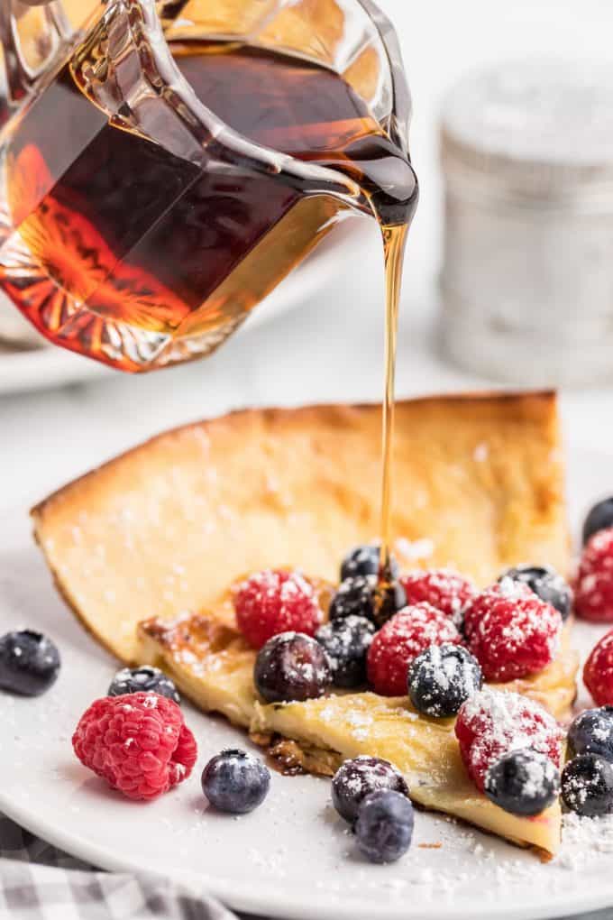Dutch Baby Pancake slice with syrup