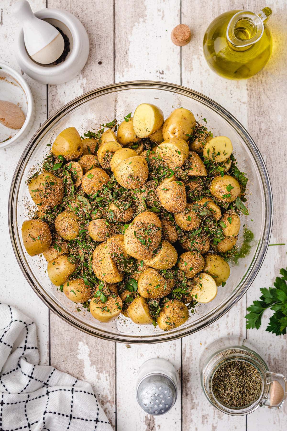 potatoes mixed with olive oil and spices