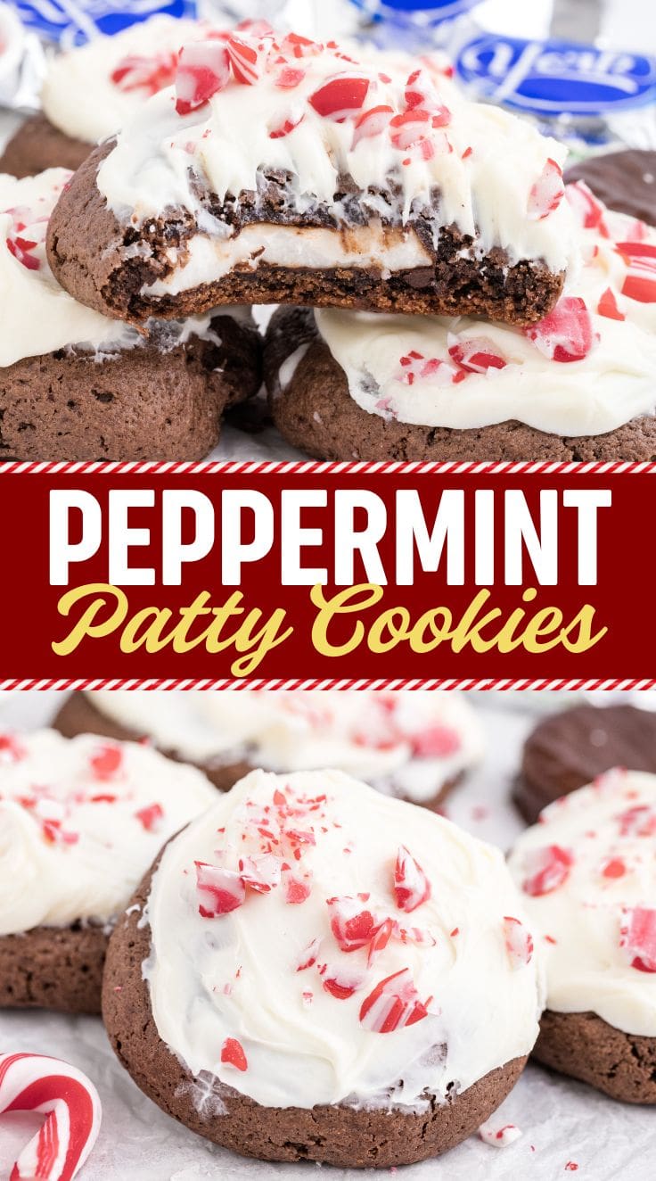 Close up of half bitten Peppermint Patty Cookies