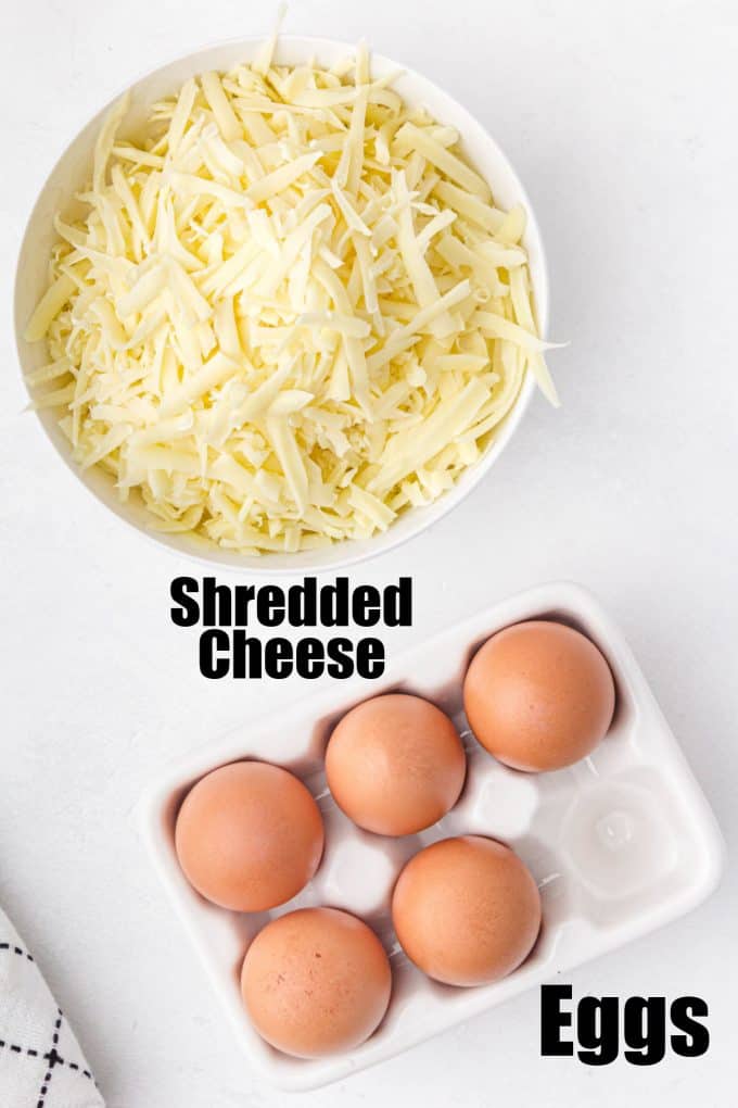 Chaffle Ingredients eggs and cheese