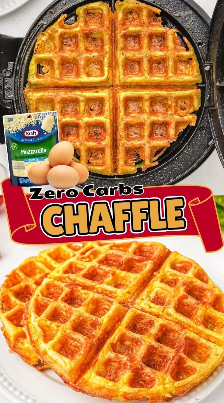 Low carb keto chaffles made with cheese and eggs, served on a plate.