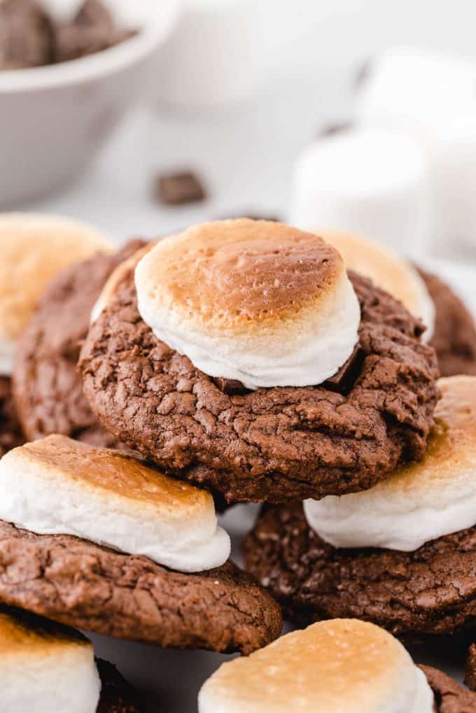 hot chocolate cookies stacked