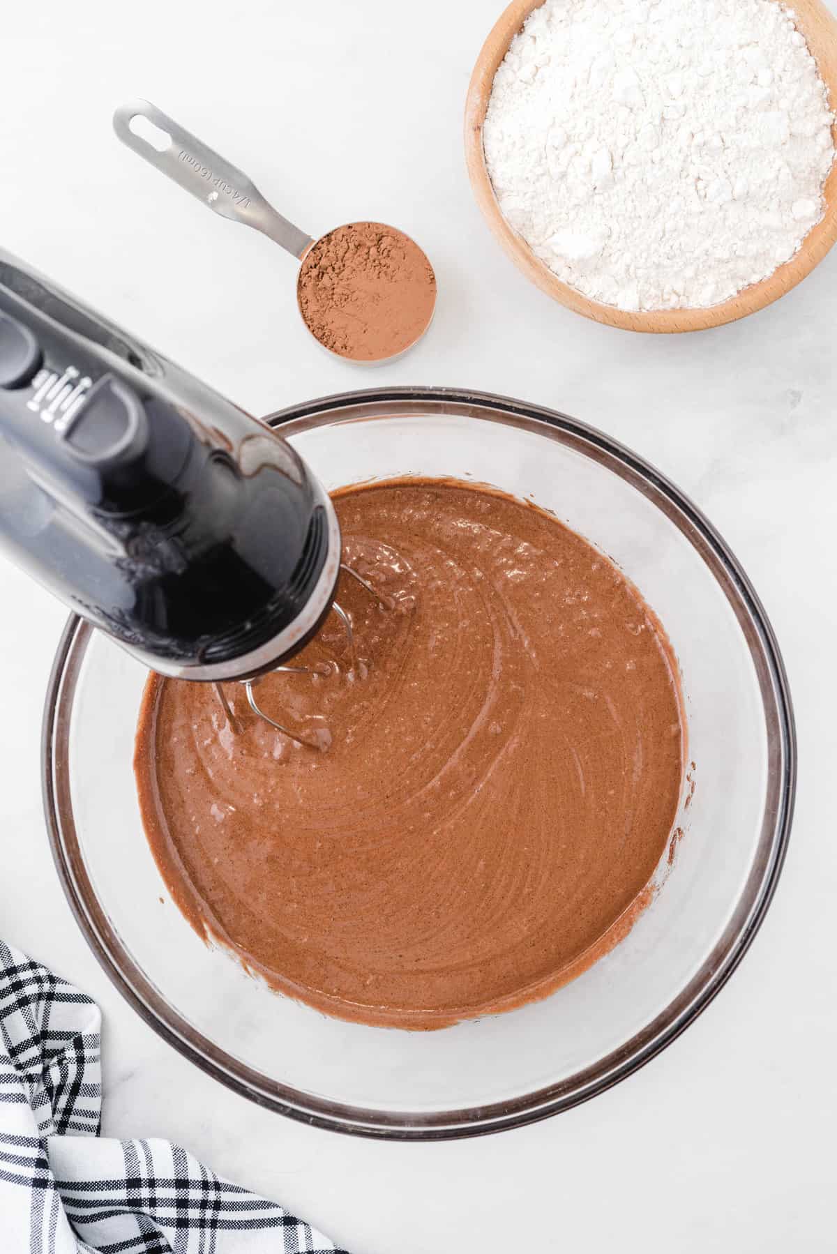 hot chocolate cookies mixing batter