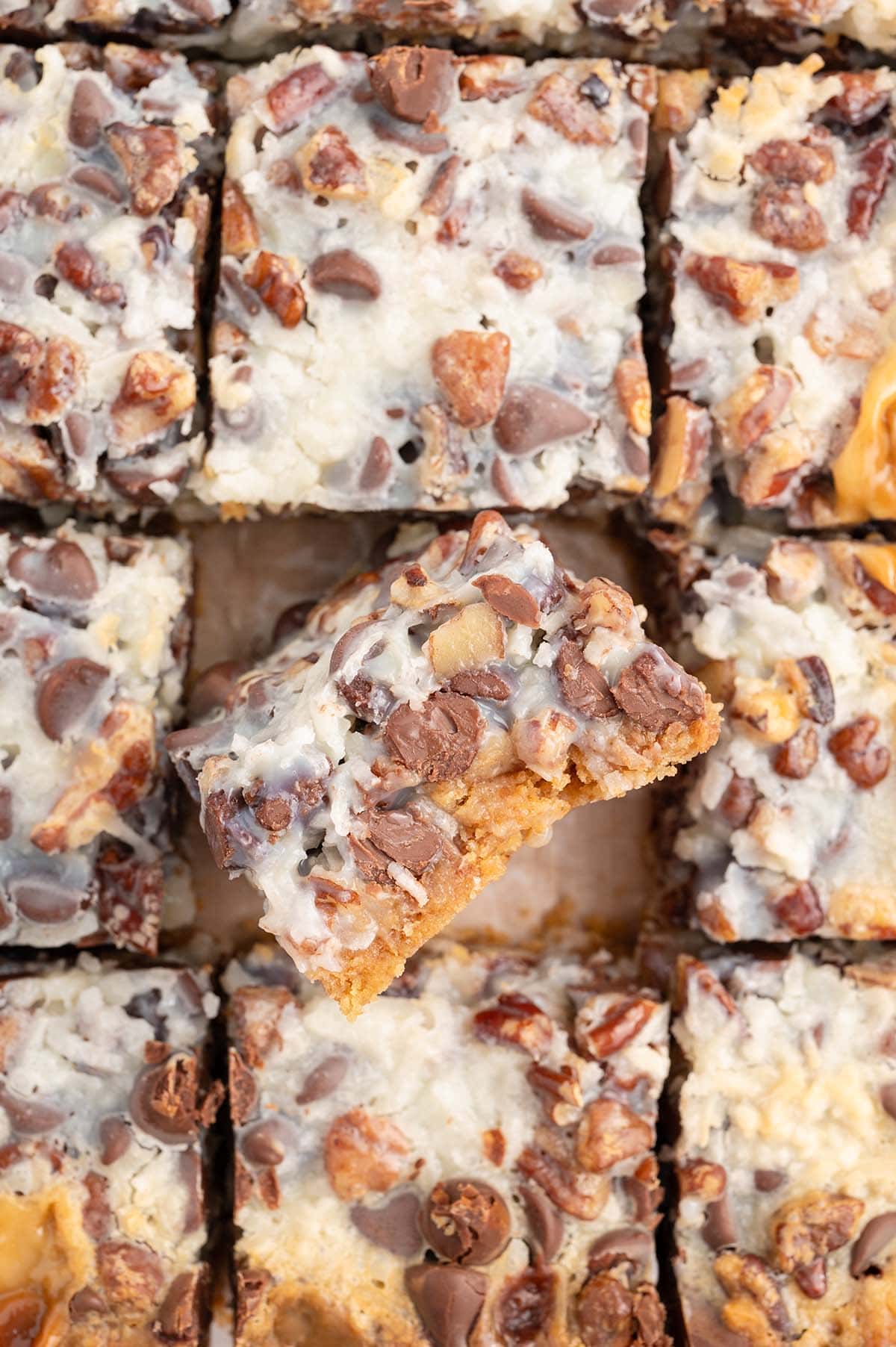 square pieces of magic cookie bars. 