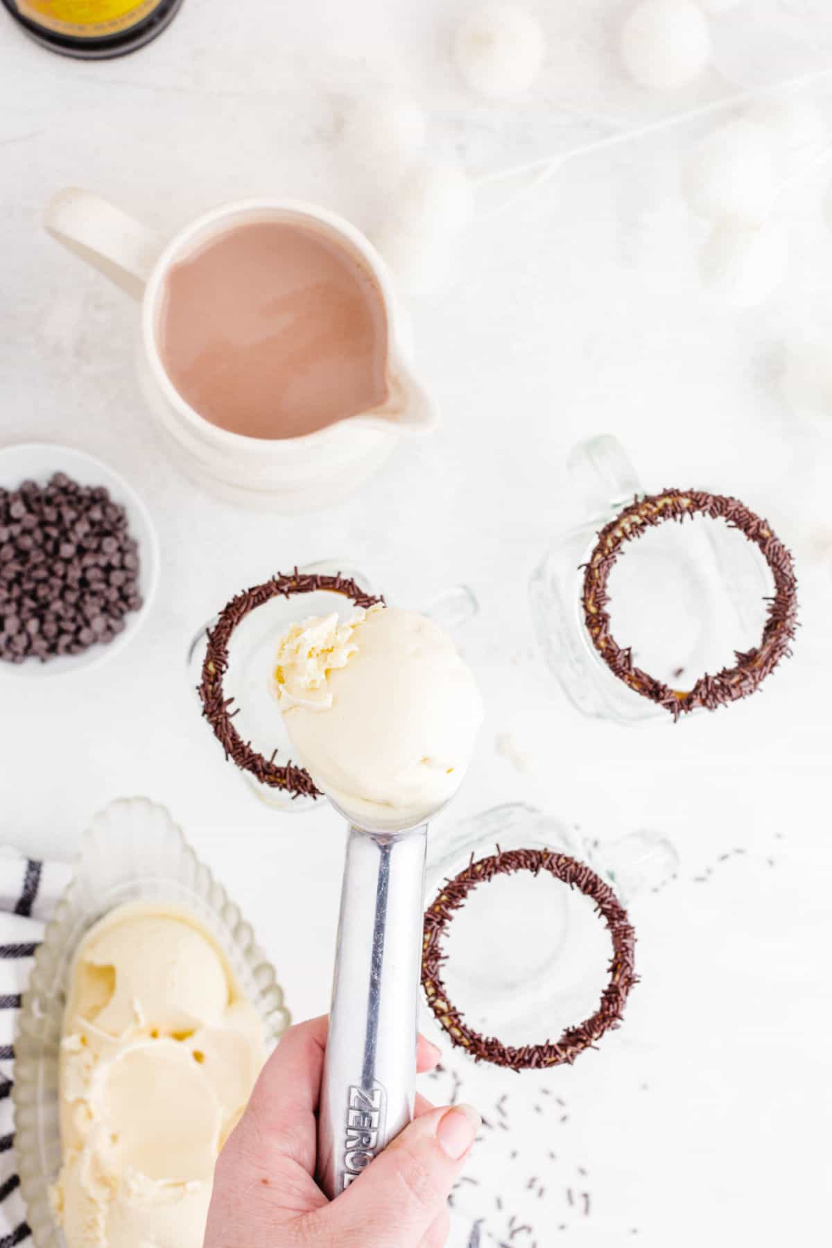 scoop ice cream into mug