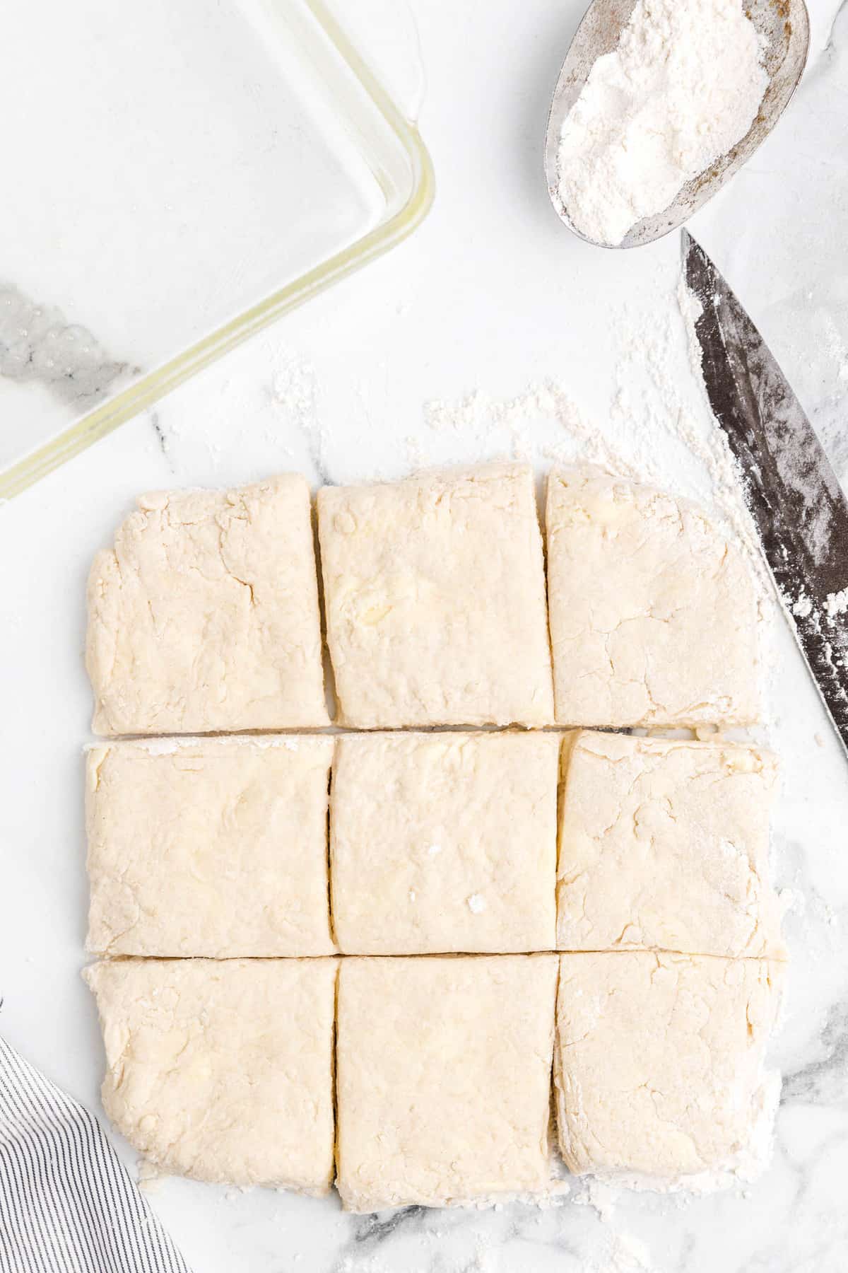roll dough and cut into squares