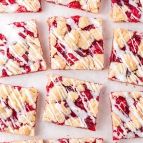 a couple square pieces of cherry bars.