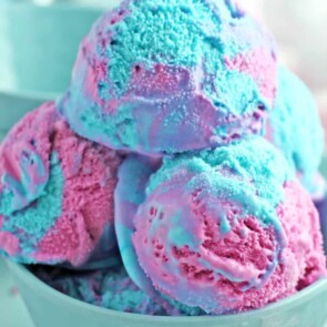 Cotton Candy Ice Cream in blue bowl