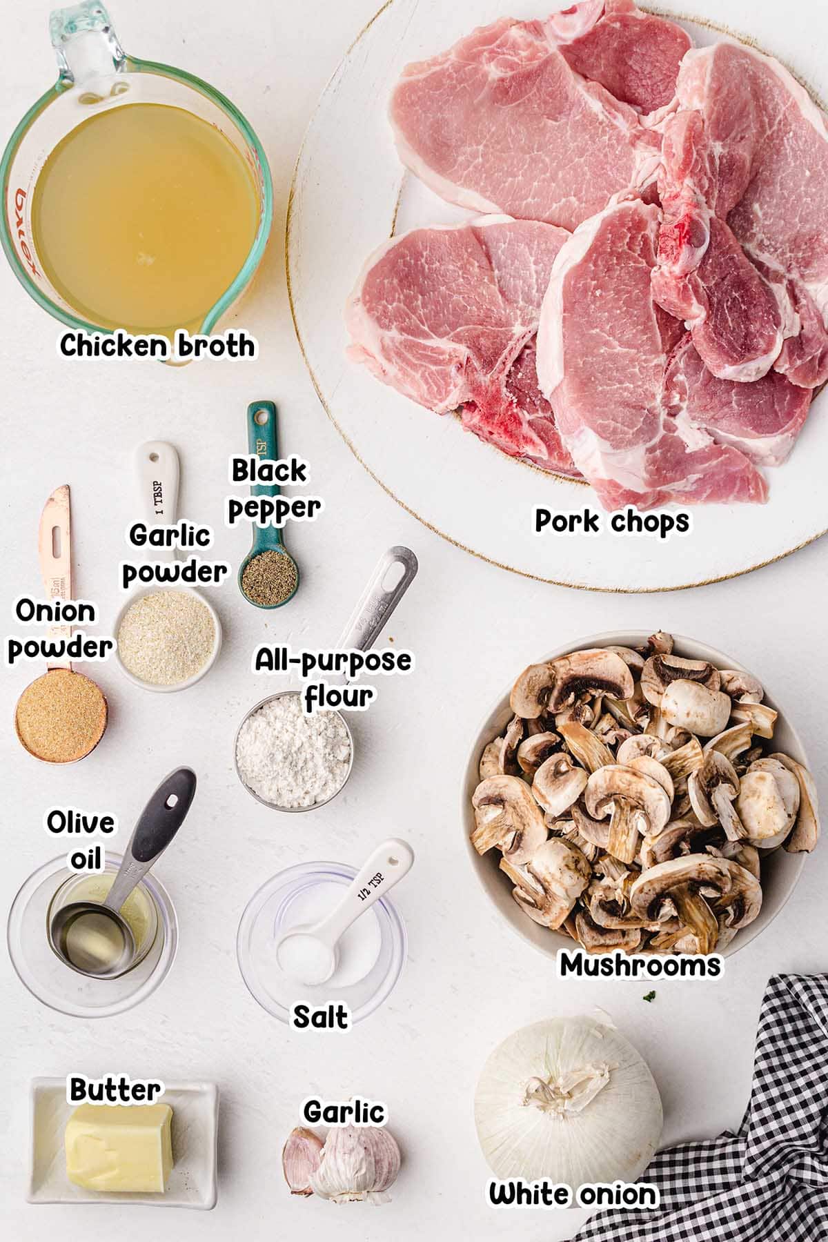 Smothered Pork Chops ingredients.