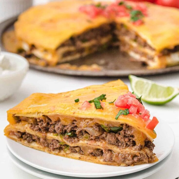 taco pie on a white plate