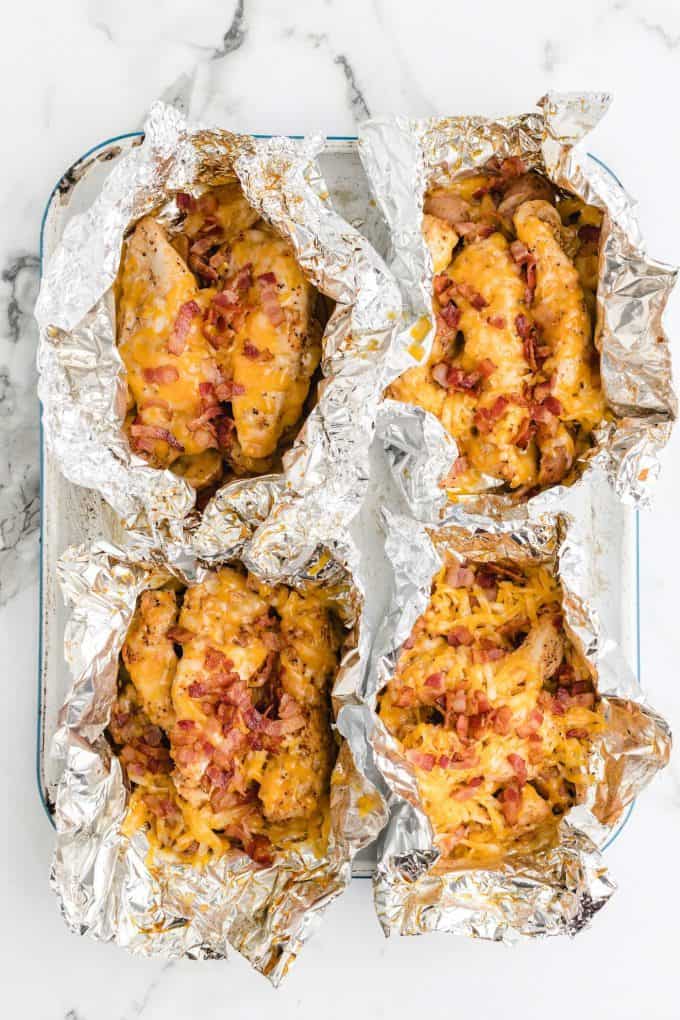 chicken foil packet with cheese and bacon