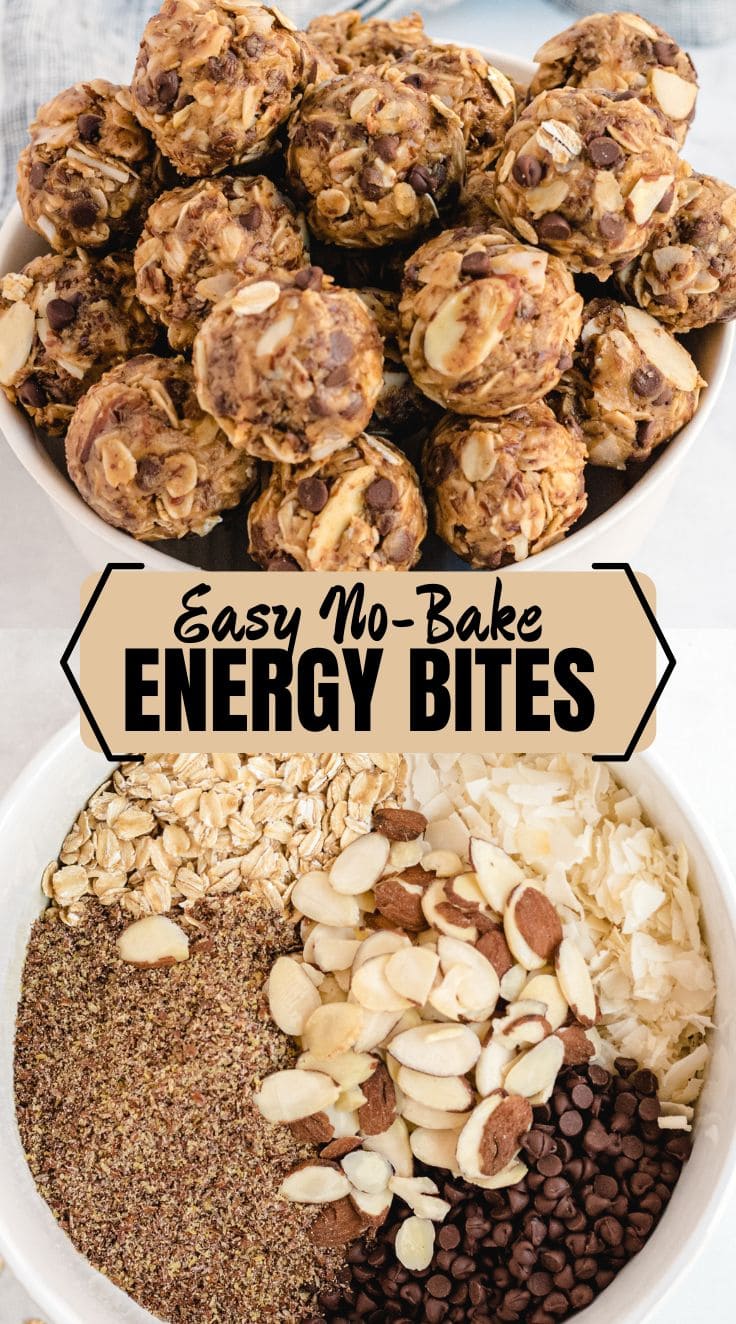 No-bake oatmeal energy bites stacked in a bowl, healthy homemade snack balls ready to eat.