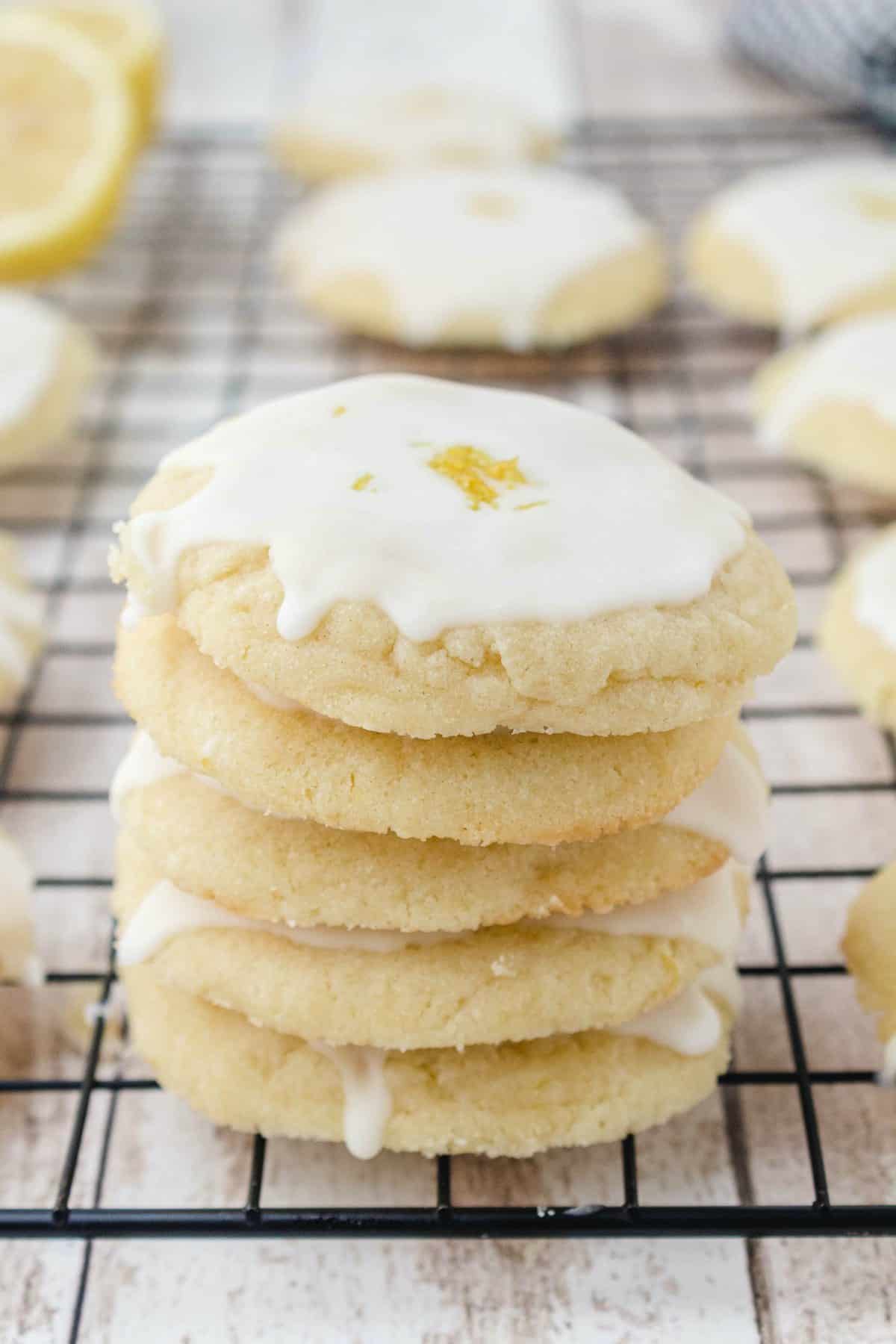 lemon cookies in a stack