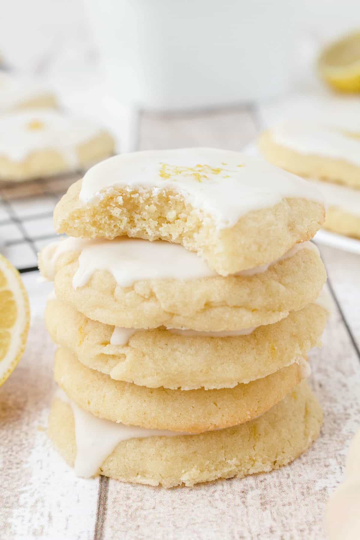 lemon cookies in stack