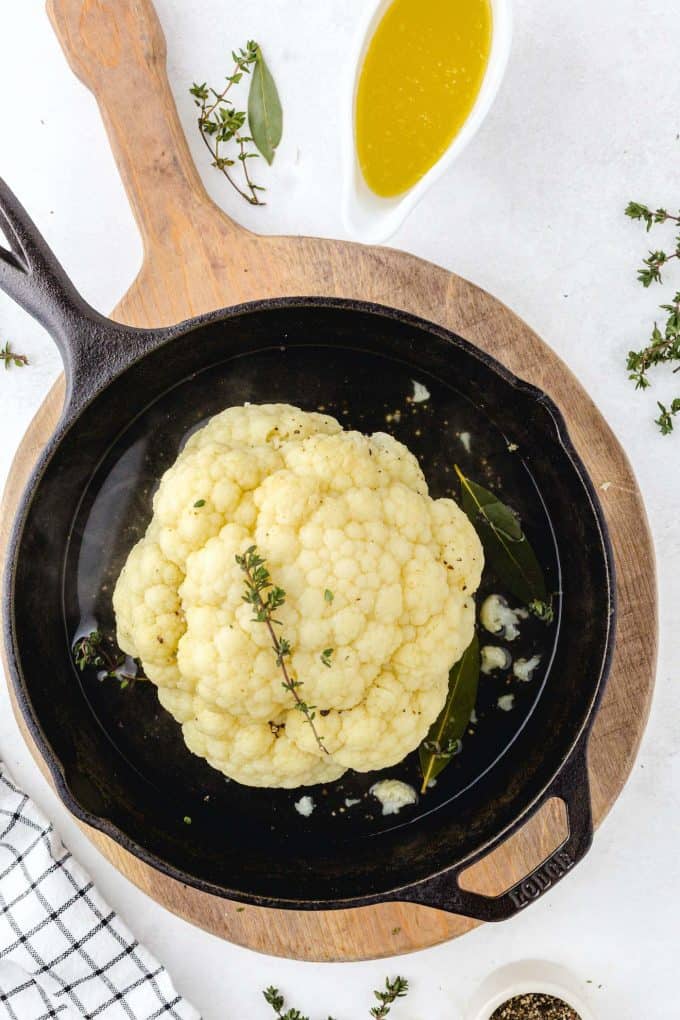cooking cauliflower in the pan