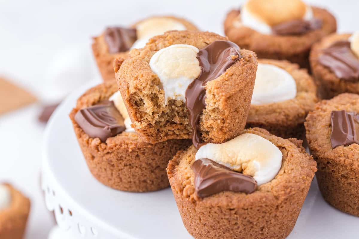 smores cookie cups in stack