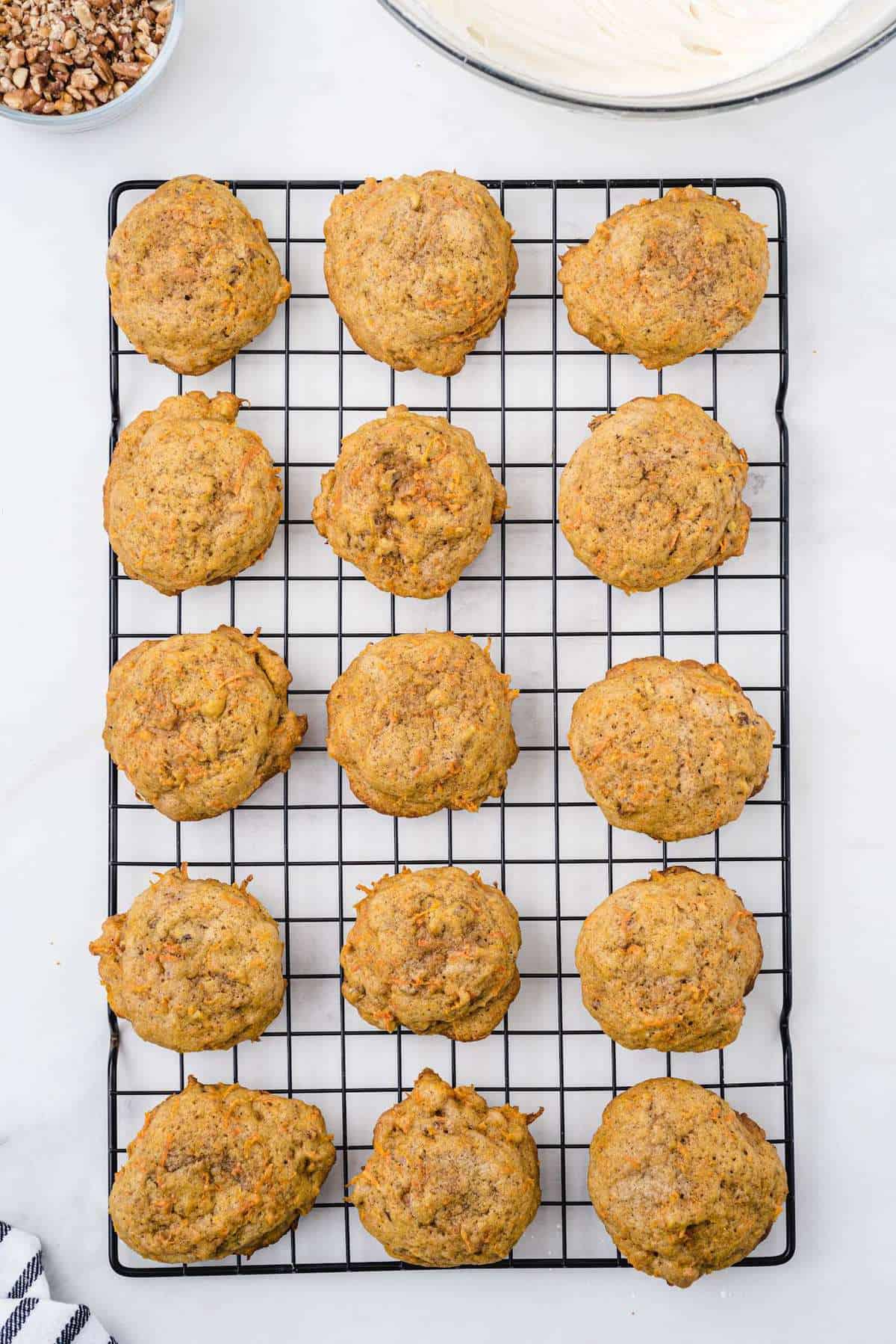carrot cookies in a baking tray
