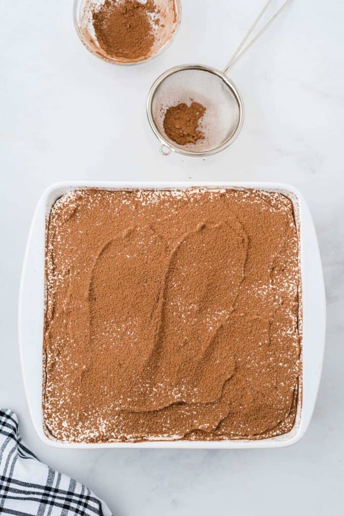 tiramisu in a baking pan