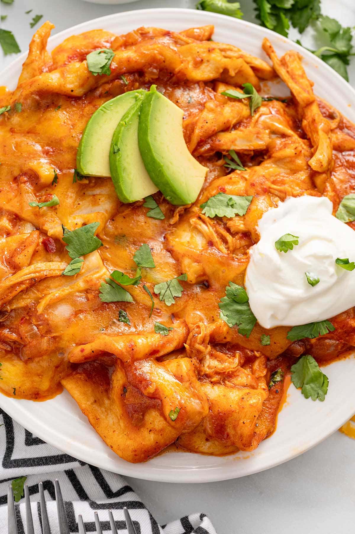 a plate of enchilada skillet.