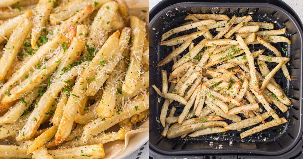 Garlic Parmesan Air Fryer Fries - super crispy and full of flavor!