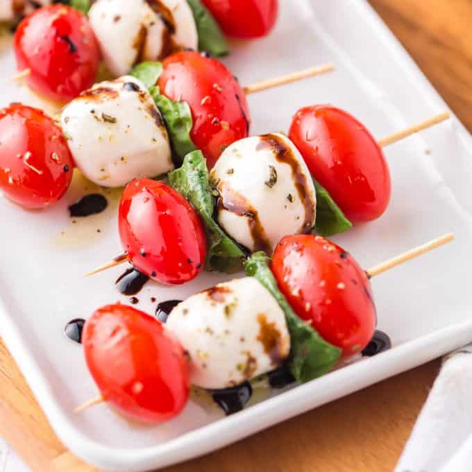 Caprese Skewers with Balsamic Drizzle - Princess Pinky Girl