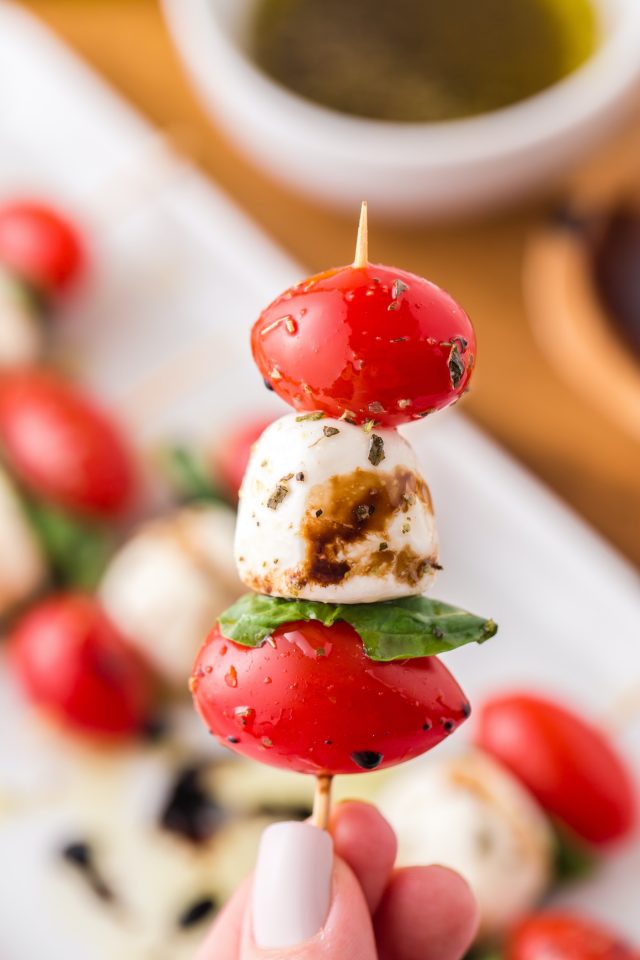 Caprese Skewers with Balsamic Drizzle - Princess Pinky Girl